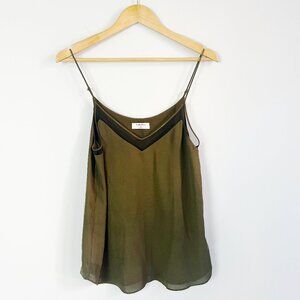 Aritzia Babaton Olive Green Mesh Trim Cami Top